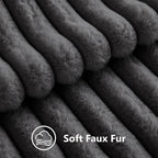 decorUhome Cozy Faux Fur Throw Pillow Covers 20x20 Set of 2 Decorative Soft Plush Striped Modern Farmhouse Boho Couch Pillow Cases with Velvet Back for Sofa Bed Living Room, Dark Grey
