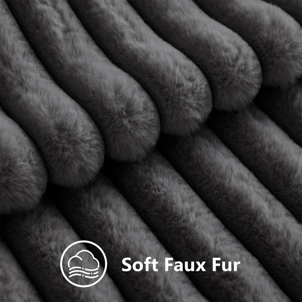 decorUhome Fall Faux Fur Throw Pillow Covers 16x16 Set of 2 Dark Grey