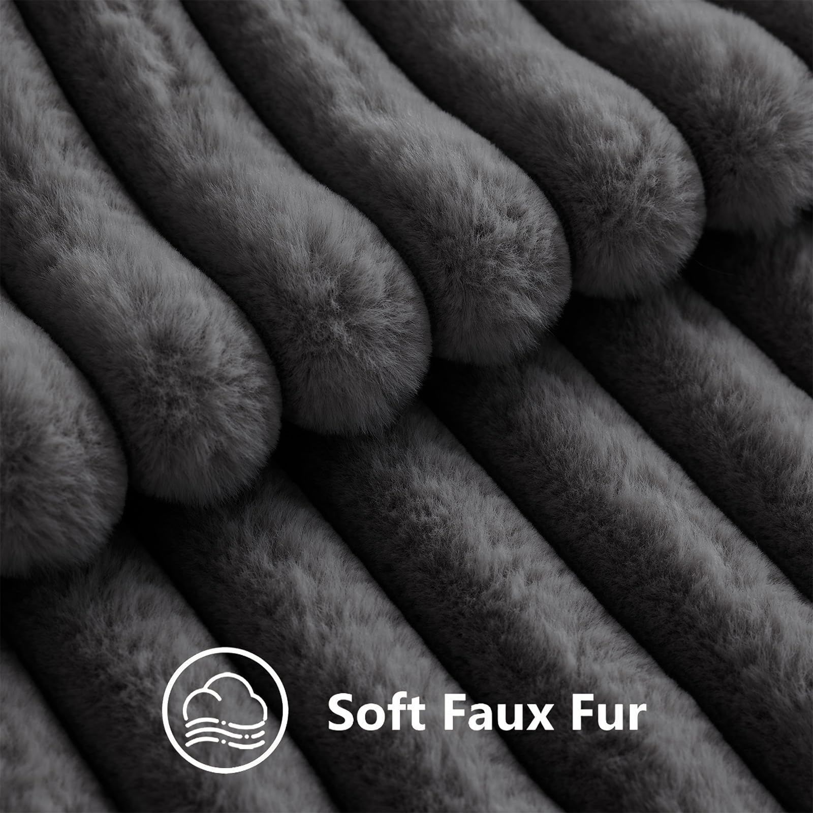 decorUhome Fall Faux Fur Throw Pillow Covers 16x16 Set of 2 Dark Grey