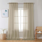 Chyhomenyc Taupe Sheer Curtains 108 Inches Long - Light Filtering Voile Extra Long Panel Drapes for Floor to Ceiling Window, Elegant Soft Living Room Curtains, Each 42Wx108L Inch, 9FT, 2 Panels