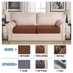 H.VERSAILTEX Super Stretch Individual Seat & Couch Cover Sets - Thick Jacquard Textured Twill Fabric (2 Piece Large Sofa Cushion Covers, Caramel)