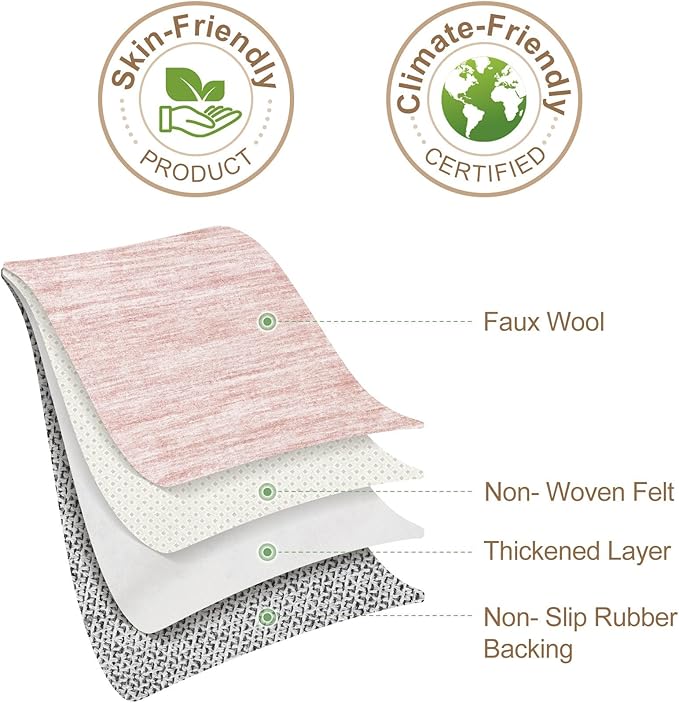 Nakagishi 5X7 Area Rugs Living Room: Washable Large Vintage Rug Neutral Non-Slip Soft Stain Resistant Indoor Carpet for Bedroom Nursery Dining Room Office Playroom - Pink-01