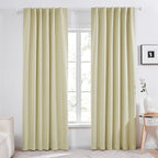 Deconovo Blackout Curtains, Thermal Insulated, W52 x L95 2 Panels, Back Tab, Machine Washable, Room-Darkening Drapes for Bedroom/Living Room Beige
