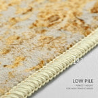 Area Rug 4x6 Rug Washable Boho Rugs Non Slip Low Pile Abstract Small Carpet for Entryway, Bedroom, Kitchen, Classroom, Kids Room, Office, Dorm, Dining Room (Orange, Silver & Gray)