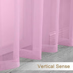 Chyhomenyc Pink Sheer Valances for Windows - Light Filtering Small Kitchen Curtains, Rod Pocket Short Top Window Treatment Decor for Living Room Bathroom Basement, 42Wx16L inches, 2 Panels