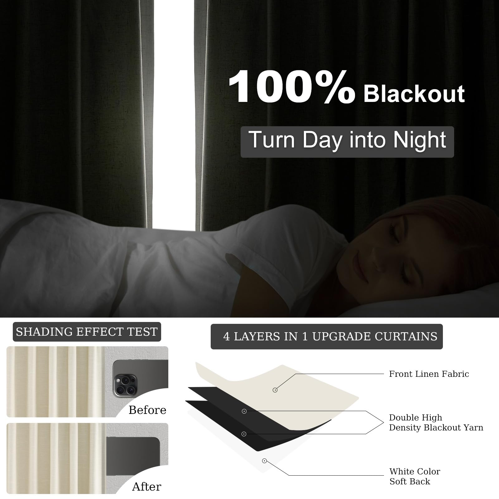95 Inches Length Cream Colored Custom Blackout Linen Curtains Ivory Cream Pinch Pleated Noise Cancelling Curtains with Pin Hooks for Traverse Burlap Viral Drapes 2 Panels for Living Room Bedroom
