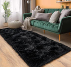 Pionblank Fluffy Runner Rugs for Bedroom 2x6, Modern Shaggy Area Rug for Hallway Living Room, Plush Soft Fuzzy Bedside Carpet for Kids Girls Boys Room Nursery Decor, Black