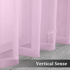 OVZME 2 Pack Pink Sheer Curtains 63 Inch Length, Light Filtering Window Curtain Drapes Treatment for Kitchen, Bedroom Living and Children Room, Voile Top Dual Rod Pocket, 2 Pack of 42 x 63"