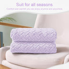 Exclusivo Mezcla Fleece Throw Blanket for Couch and Bed, 50x70 Inches Soft Cozy Jacquard Flannel Blankets, Lightweight Fuzzy Plush Warm Throws for Women, Lilac Purple