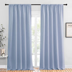 NICETOWN Blackout Curtains for Living Curtains, Vintage Blue, 2 Panels, 52 by 95, Room Darkening Window Curtain Panels, Easy-Care Solid Thermal Insulated Draperies/Drapes for Daughter Room