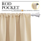 NICETOWN Blackout Room Darkening Curtains - Home Decoration Light & Noise Reducing Thermal Insulated Window Draperies with Rod Pocket Top (Biscotti Beige, 2 Panels, 34 inches Wide x 63 inches Long)