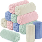 Buryeah 12 Pcs Flannel Throw Blanket Bulk 50 x 60 in Sleepover Blanket Outdoor Wedding Throw Lightweight, Oeko-tex Standard 100 Certified for Sofa Homeless Gifts (Pastel Colors)