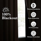 NICETOWN 100% Full Blackout Portable Curtains for Bedroom, Grommet Lightweight Travel Black Out Shades Window Treatments Thermal Curtains for Laundry/Kitchen, Tan, W52 x L63, 2 Panels