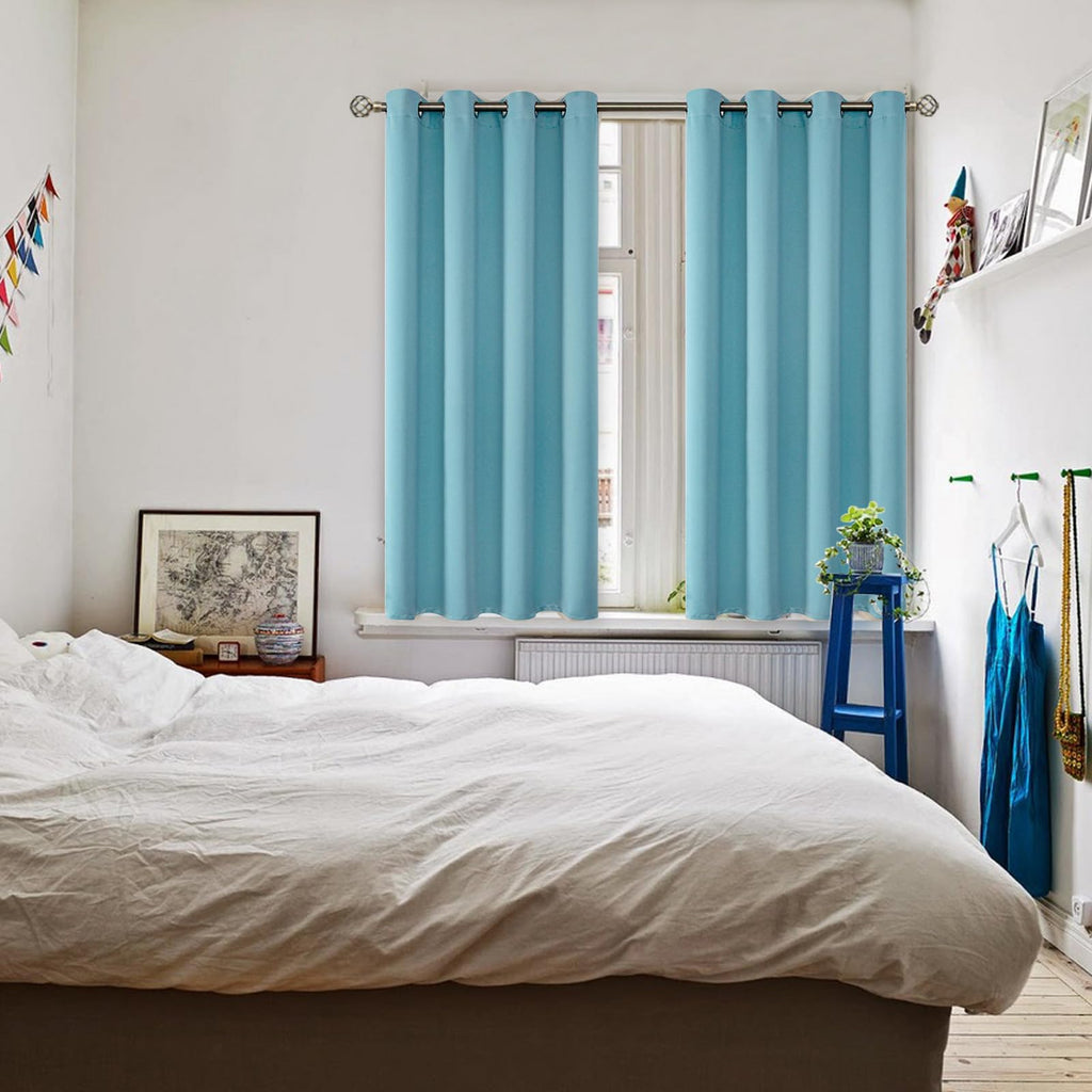 BGment Blackout Curtains - Grommet Thermal Insulated Room Darkening Bedroom and Living Room Curtains, Set of 2 Panels (52 x 45 Inch, Aqua)