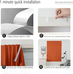 Self Adhesive Curtains Portable Blackout Curtain Simple and Easy to Install Bedroom Window Thermal Lnsulated Kitchen Room Darkening Black Small Drapes, 47" W X 79" L, Orange, 1 Panel