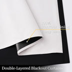 Yakamok 100% Blackout Curtain Panels 84 inches Cold and Light Blocking Drapes for Nursery, 2 Thick Layers Thermal Insulated Draperies (2 Pieces, 50 Wide Each Panel, Black Front with White Backing)