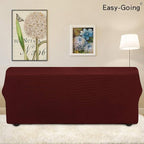 Easy-Going Stretch 4 Seater Sofa Slipcover 1-Piece Sofa Cover Furniture Protector Couch Soft with Elastic Bottom for Kids, Polyester Spandex Jacquard Fabric Small Checks Wine