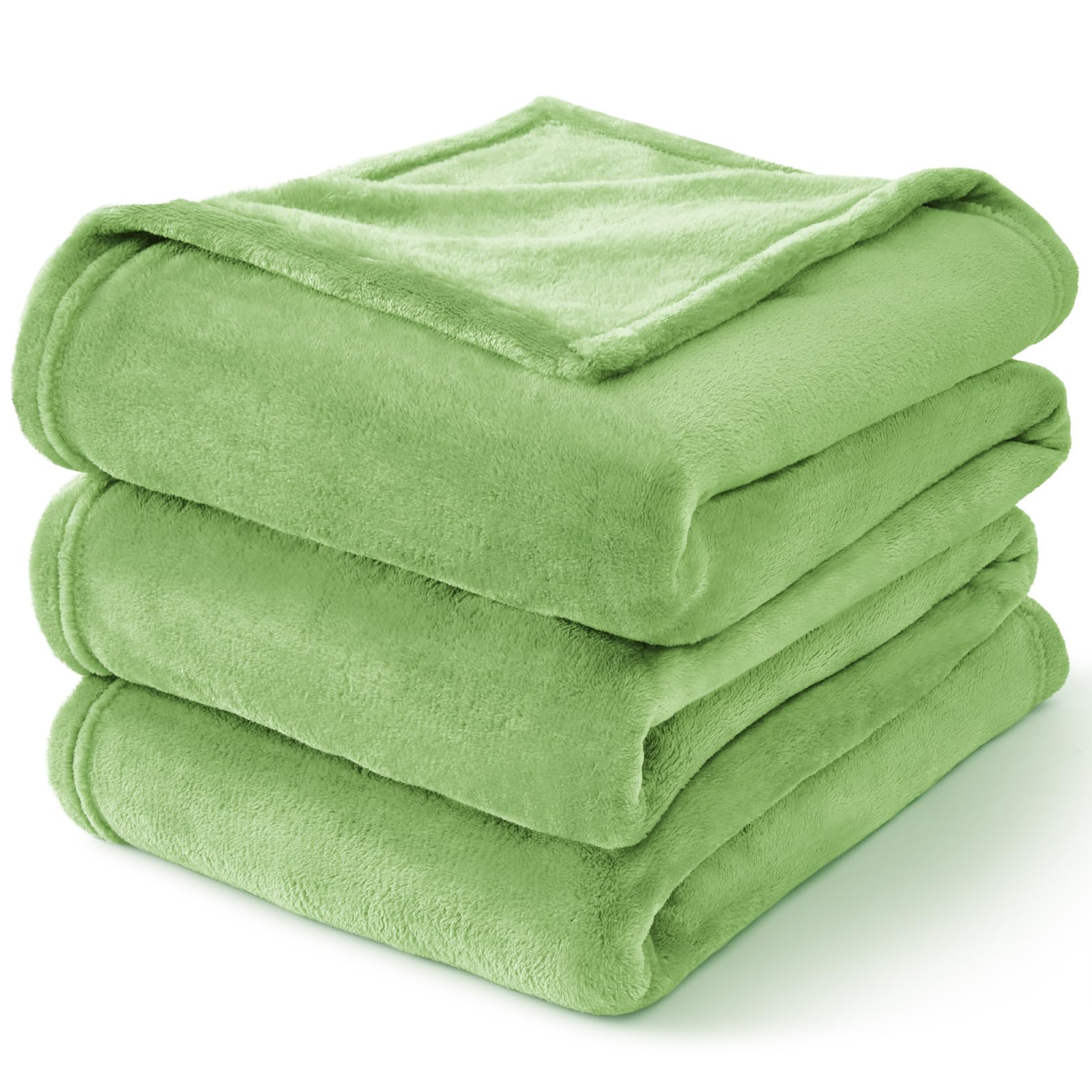 BEDELITE Fleece Blanket Soft Plush Queen Bed Blanket Grass Green 90"x90"