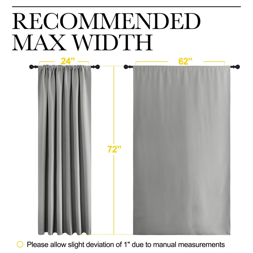NICETOWN 2 Panels Blackout Curtains, Rod Pocket Window Curtains Room Darkning Drapes for Bedroom/Living Room, Thermal Insulated Solid Draperies for Home Office/Study, 62 by 72-Inch, Silver Grey