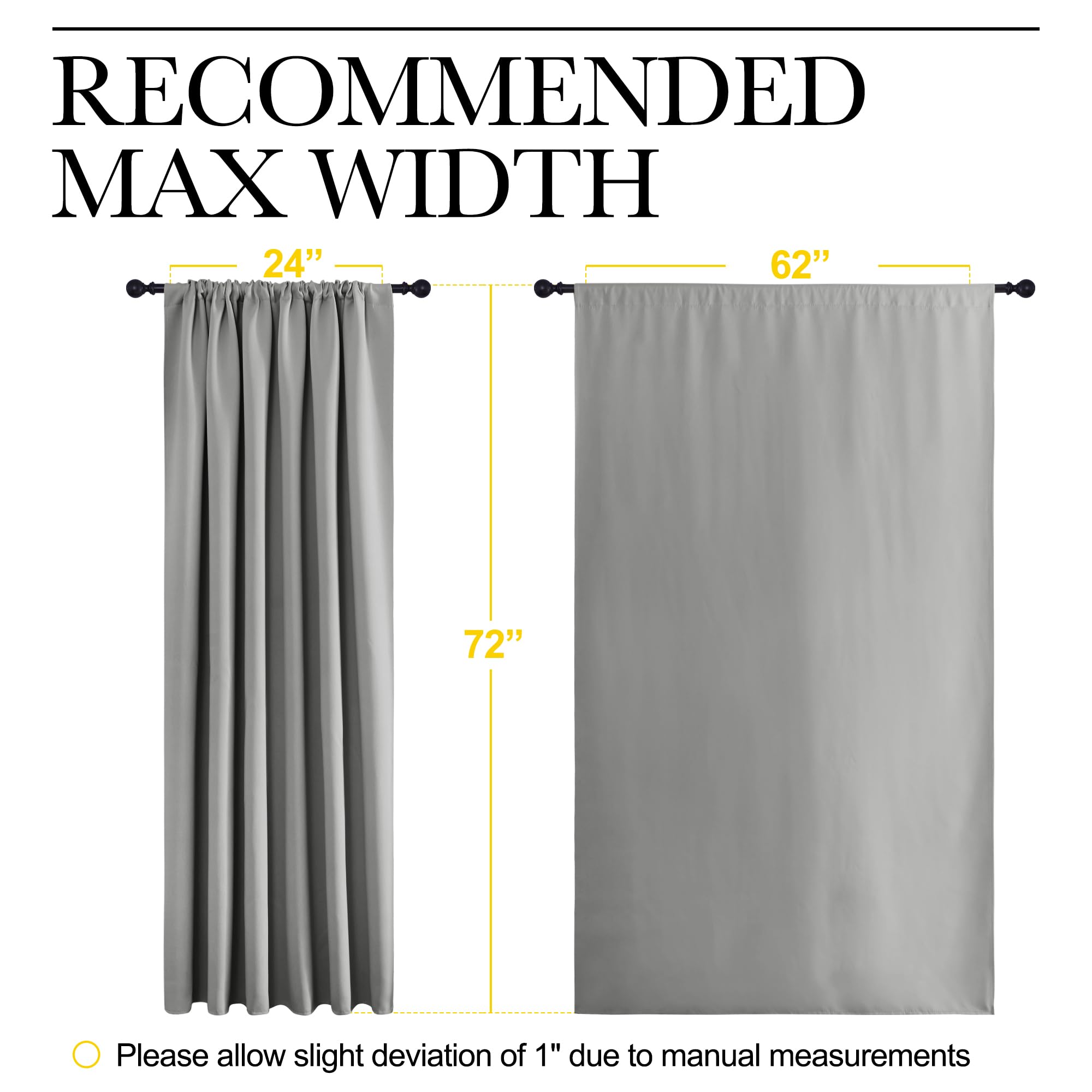 NICETOWN 2 Panels Blackout Curtains, Rod Pocket Window Curtains Room Darkning Drapes for Bedroom/Living Room, Thermal Insulated Solid Draperies for Home Office/Study, 62 by 72-Inch, Silver Grey