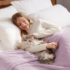 Whale Flotilla Twin Size Fuzzy Fleece Blanket for Bed, 60x80 Inch Fluffy Warm Soft Jacquard Blankets for All Season, Lightweight and Cozy, Lilac