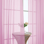 OWENIE Sheer Curtains 84 Inches Long 2 Panels Set, Sheer Pink Curtains for Living Room Bedroom 59 Inch Extra Wide, Modern Voile Filmy Rod Pocket Drapes, 2 Pcs, Each 59 W x 84L, Pink
