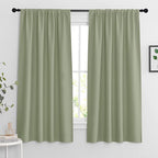 RYB HOME Blackout Curtains for Bedroom Living Room 63 inches Long, Thermal Insulated Privacy Rod Pocket Drapes for Nursery Office Home Theater, Width 34 by Length 63, Sage Green, 2 Panels