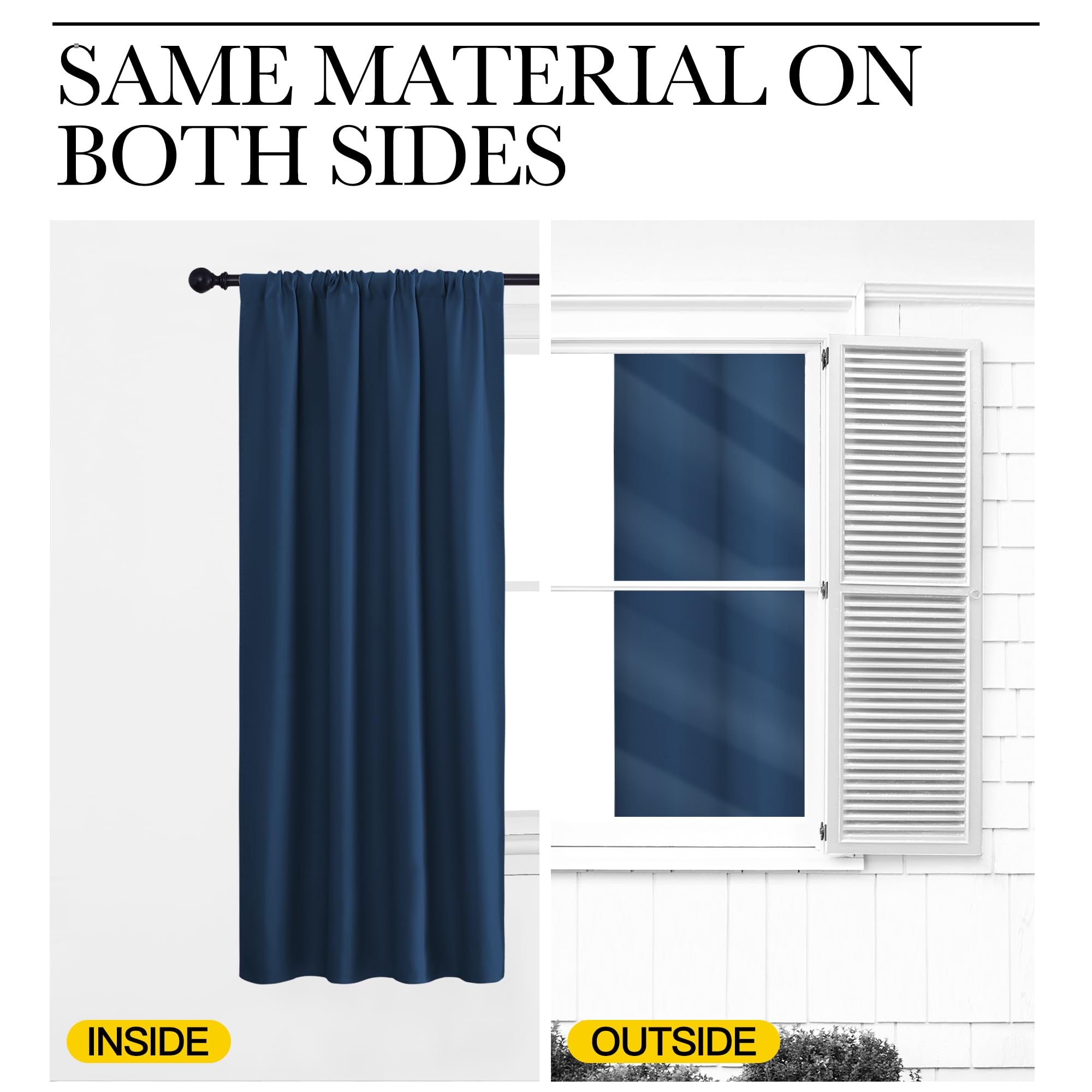 NICETOWN Kitchen Curtains, Short Blackout Curtains & Drapes, Moroccan Blue, 42" Wide by 54" Long, 2 PCs, Thermal Insulated Blackout Curtain Panels for Kids Room, Play Room