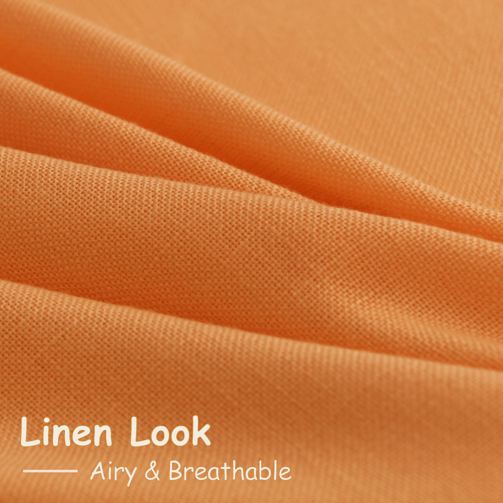 Nanspring Orange Linen Curtains for Bedroom Back Tab Light Filtering Privacy Sheer Curtains Modern Farmhouse Decor Linen Blend Textured Gauze Curtain for Living Room 2 Panels Set 52x72