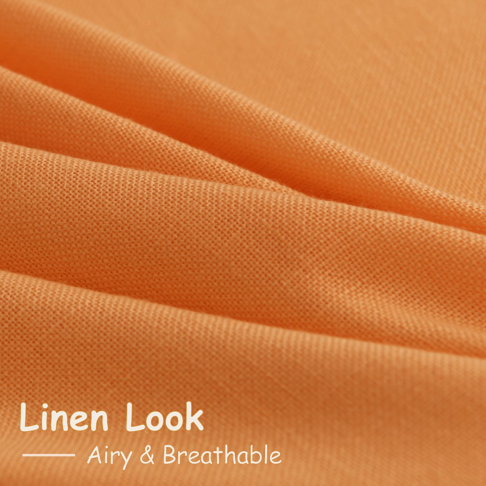 Nanspring Orange Linen Curtains for Bedroom Back Tab Light Filtering Privacy Sheer Curtains Modern Farmhouse Decor Linen Blend Textured Gauze Curtain for Living Room 2 Panels Set 52x72