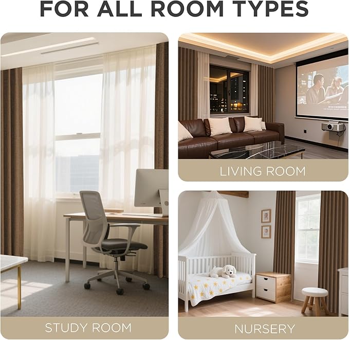 Joydeco Linen Blackout Curtains for Bedroom - 100% Light Blocking 1 Panels, Cappuccino Drapes 70" W x 108" L, Thermal Insulated Room Darkening Curtains for Living Room, Rod Pocket & Back Tabs
