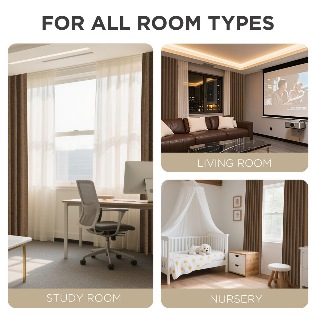 Joydeco Linen Blackout Curtains for Bedroom - 100% Light Blocking 1 Panels, Cappuccino Drapes 100" W x 108" L, Thermal Insulated Room Darkening Curtains for Living Room, Rod Pocket & Back Tabs