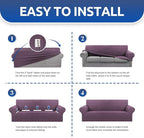 KEKUOU Stretch Oversized Couch Covers for Sofa Slipcover,Dark Purple