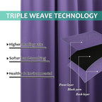 NICETOWN 100% Blackout Short Curtains with Black Liners, 2 Panels, 37" W by 60" L, Lilac Purple, Thermal Insulated Full Blackout 2-Layer Lined Drapes, Energy Efficiency Window Draperies for Bedroom