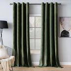 MIULEE Velvet Curtains Olive Green 52 x 84 Inch Length Set of 2
