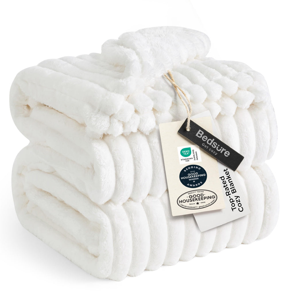 Bedsure Soft Cal Size Blanket for Bed Beige 102"x96"