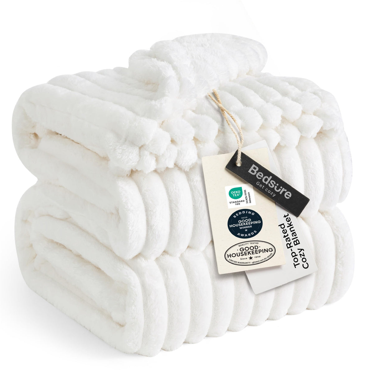 Bedsure Soft King Size Blankets for Bed Beige 108"x90"