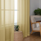 Simplebrand Rod Pocket Top Solid Voile Sheer Curtains for Bedroom, 54 Inch Length Drapes Set of 2, Lightweight and Light Filtering Elegant Curtains Panels Window Treatment, 42W×54L, Gold