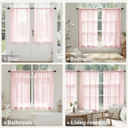 MIULEE Blush Pink Sheer Curtains 63 Inches Long, 4 Panels Set, Light Filtering Rod Pocket Voile Drapes for Living Room and Bedroom, Airy Soft Fabric Window Treatments, 42 x 63 Inches