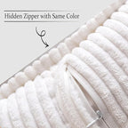 MIULEE Decorative Lumbar Throw Pillow Covers for Couch Bed Livingroom 12x20 Inch Set of 2 White Boho Accent Throw Pllows Broadside Striped Patchwork Soft Corduroy Pillowcases