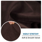 H.VERSAILTEX Velvet Stretch Couch Cushion Cover Plush Cushion Slipcover for Chair Loveseat Sofa Cushion Furniture Protector Seat Cushion Sofa Cover (2 Piece Large Sofa Cushion Covers, Brown)