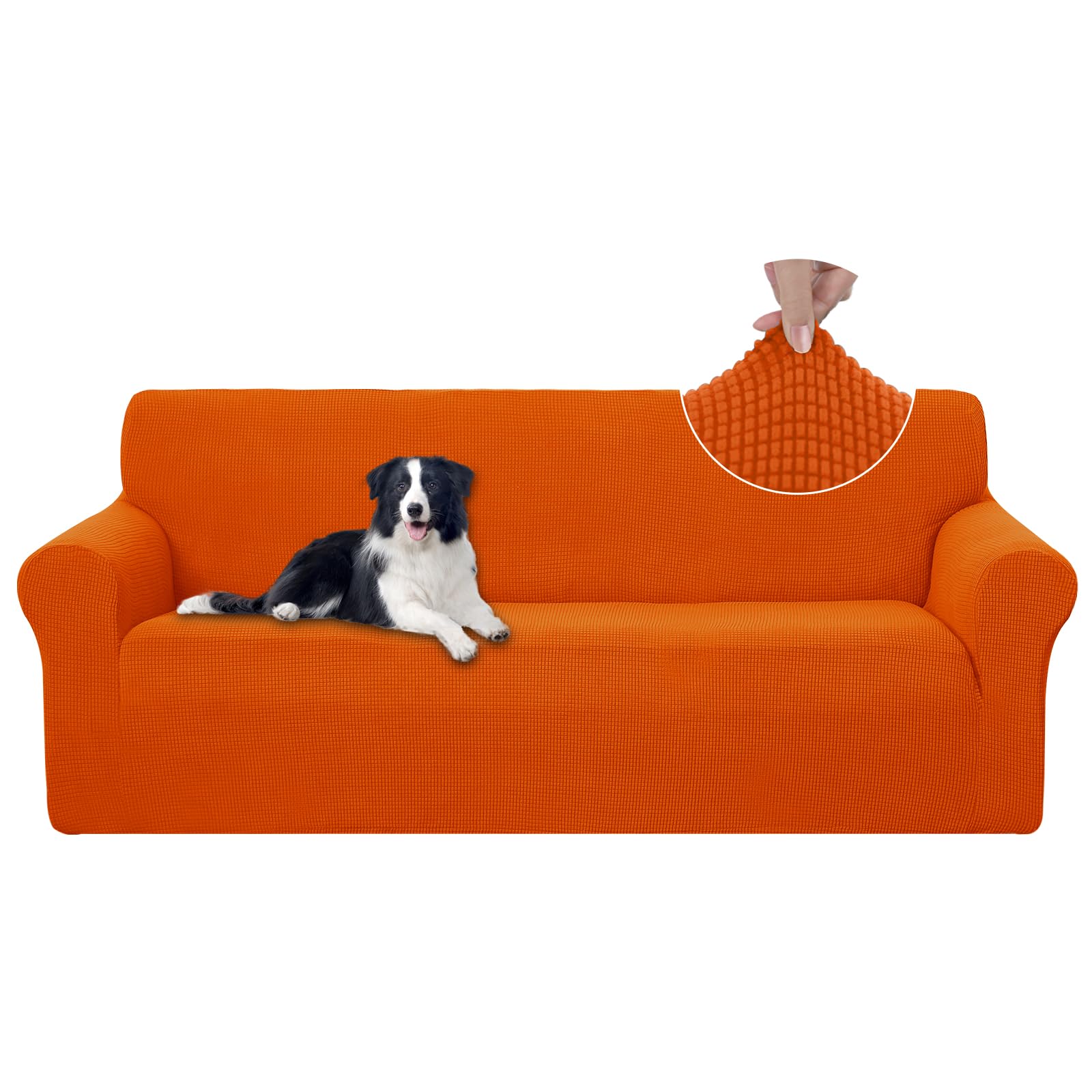 U-NICE HOME Stretch Couch Cover Slipcover for 3 Cushion Sofa, Orange