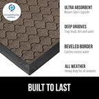 GORILLA GRIP 100% Waterproof All-Season WeatherMAX Doormat 35x23, US Designed Natural Rubber, Stain and Fade Resistant, Low Profile Indoor Outdoor Door Mats, Easy Clean Patio Mat, Latte Quatrefoil