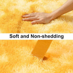 Soft Runner Rugs for Bedroom Hallways, 2x6 Tie-Dyed Yellow Fluffy Shag Throw Area Rug Non Slip for Bedside Dorm, Long Shaggy Furry Carpet for Nursery Living Room