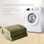 Exclusivo Mezcla Fleece Throw Blanket for Couch Sofa, 50”x70”, Olive Green