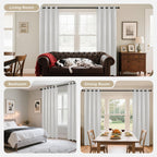 Joydeco White Curtains 108 Inches Long 2 Panels Set, Thermal Insulated Long Curtains& Drapes 2 Burg, Room Darkening Grommet Drapes for Living Room Bedroom Window (W52 x L108 Inch, Greyish White)