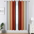 Estelar Textiler Burnt Orange and Greyish White Ombre Blackout Curtains for Living Room,Energy Efficient Room Darkening Drapes, Grommet Thermal Insulated Window Treatments for Bedroom,52Wx72L,2 Panels