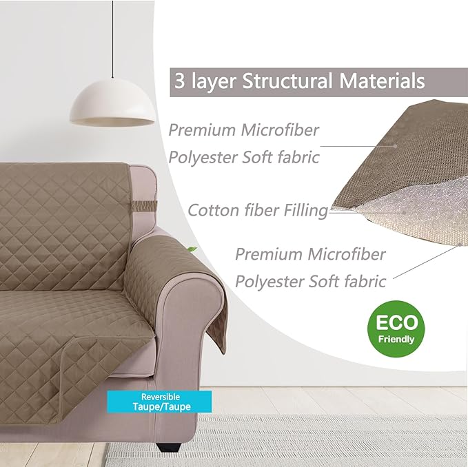 U-NICE HOME Reversible Sofa Cover Couch Cover for Dogs, Taupe/Taupe