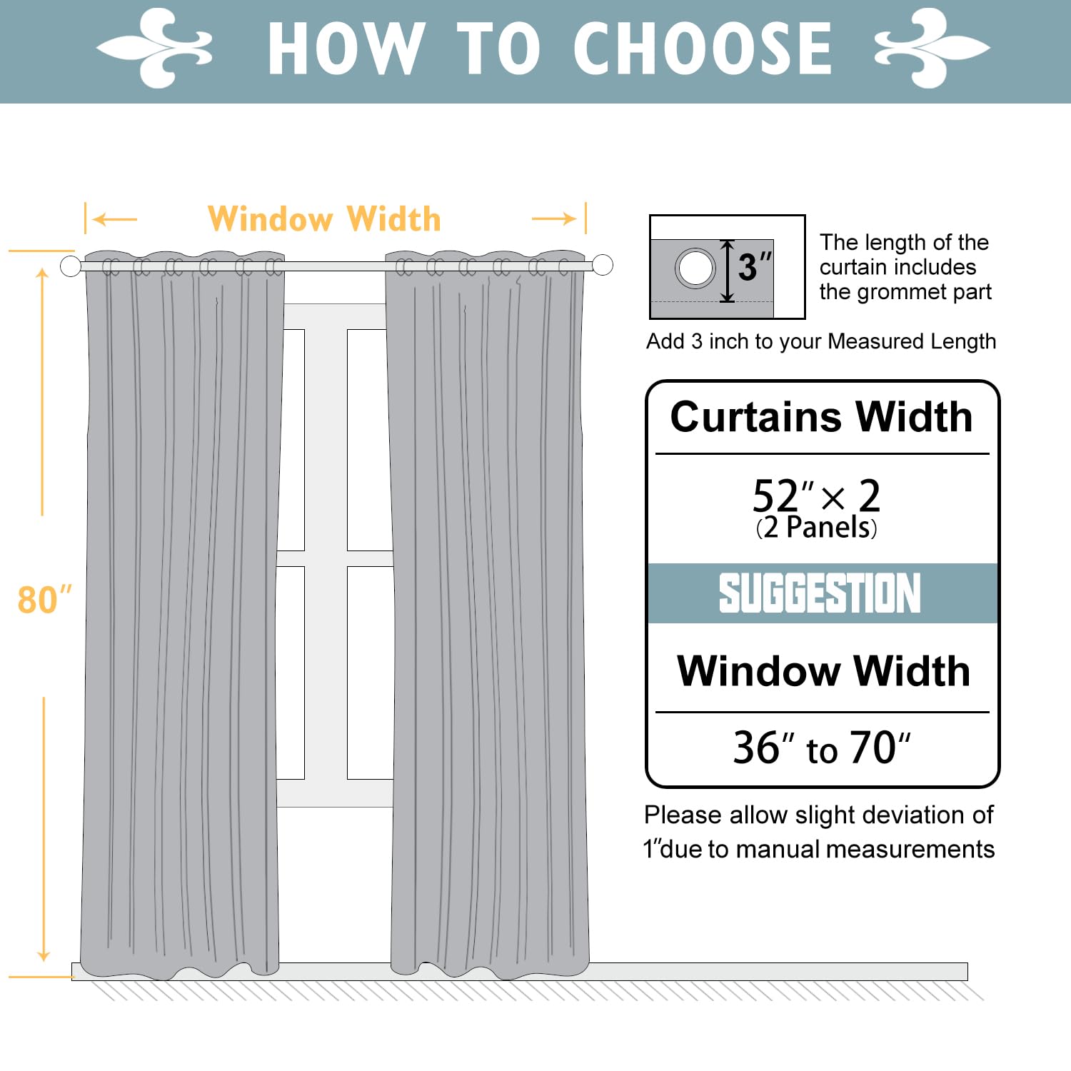 ChrisDowa 100% Blackout Curtains for Bedroom 80 Inches Long 2 Panels Set