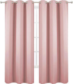 LEMOMO Pink Blackout Curtains/42 x 84 Inch/Set of Two Panels Grommet Bedroom Curtains